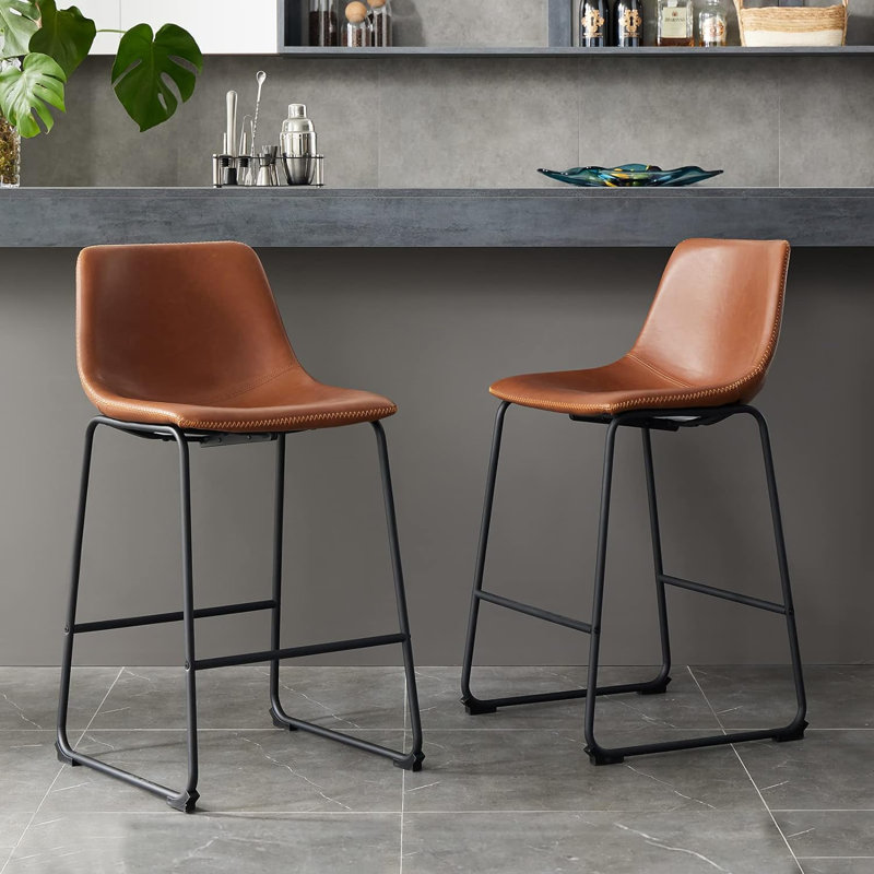 Faux leather counter stools with backs discount